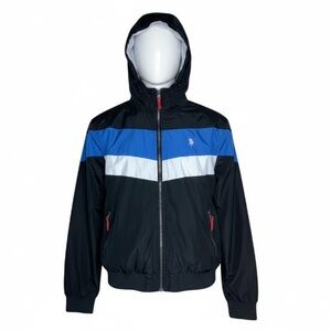U.S. Polo Assn. Colorblock Hooded
Windbreaker Jacket Size Medium | Zip Up Y2k